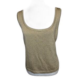 St. John Basics Gold Metallic Santana Knit Tank Top Womens Sleeveless Shirt